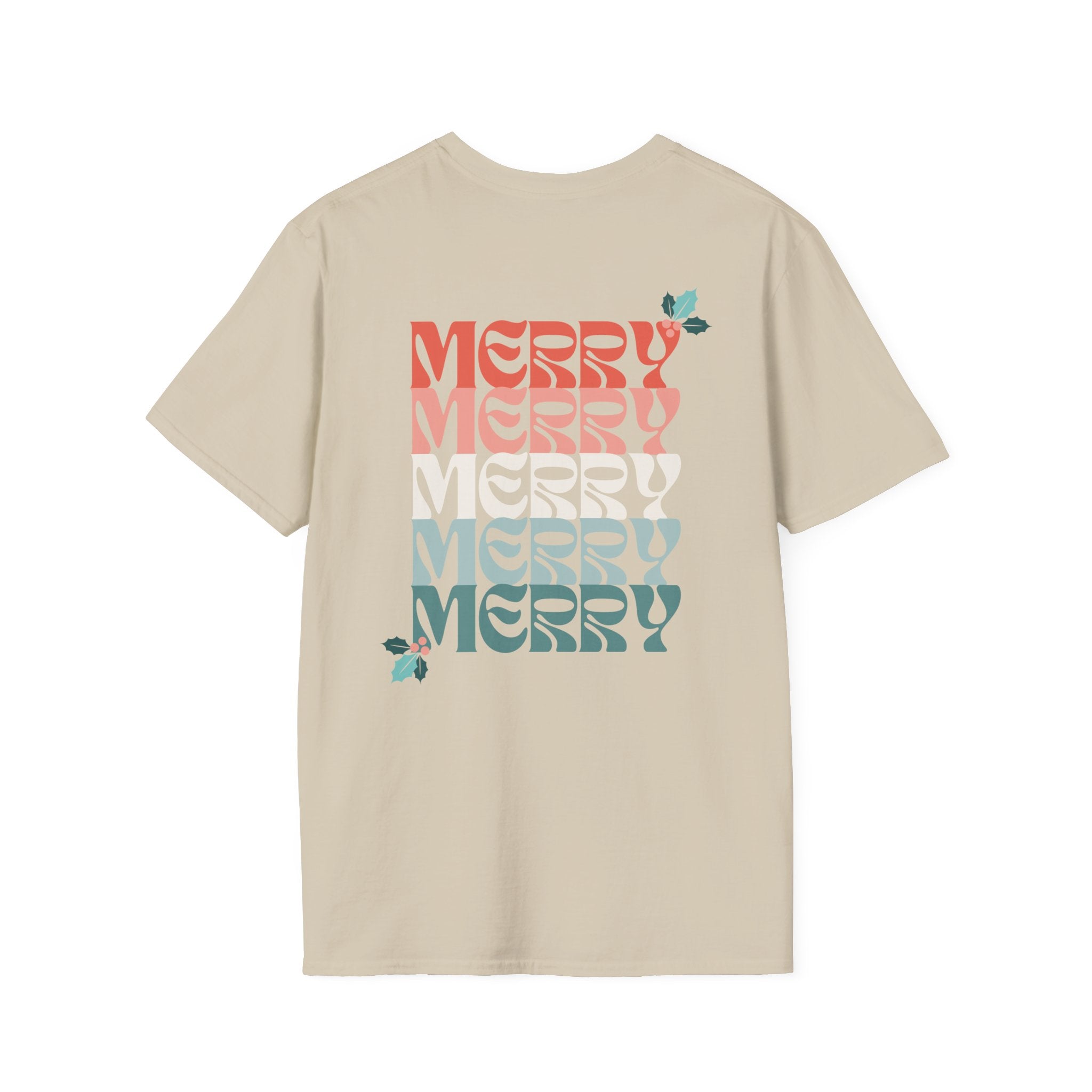 Retro Merry Christmas Holiday Holly T-Shirt