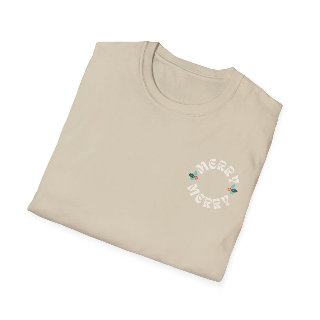 Retro Merry Christmas Holiday Holly T-Shirt
