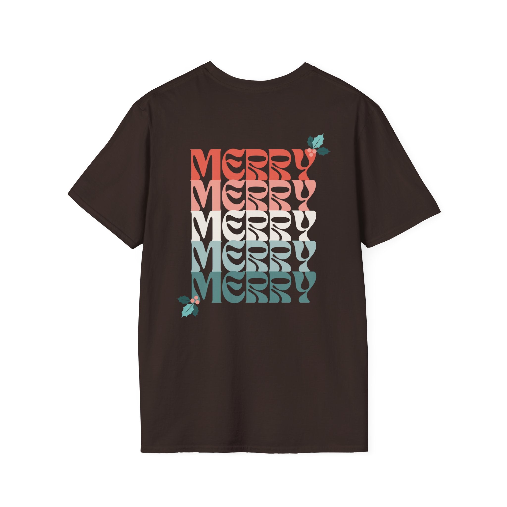 Retro Merry Christmas Holiday Holly T-Shirt