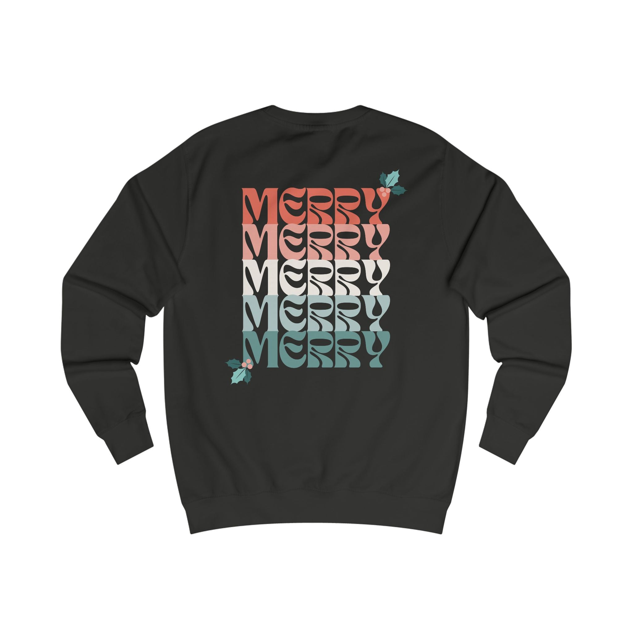 Retro Merry Christmas Holiday Holly Sweatshirt