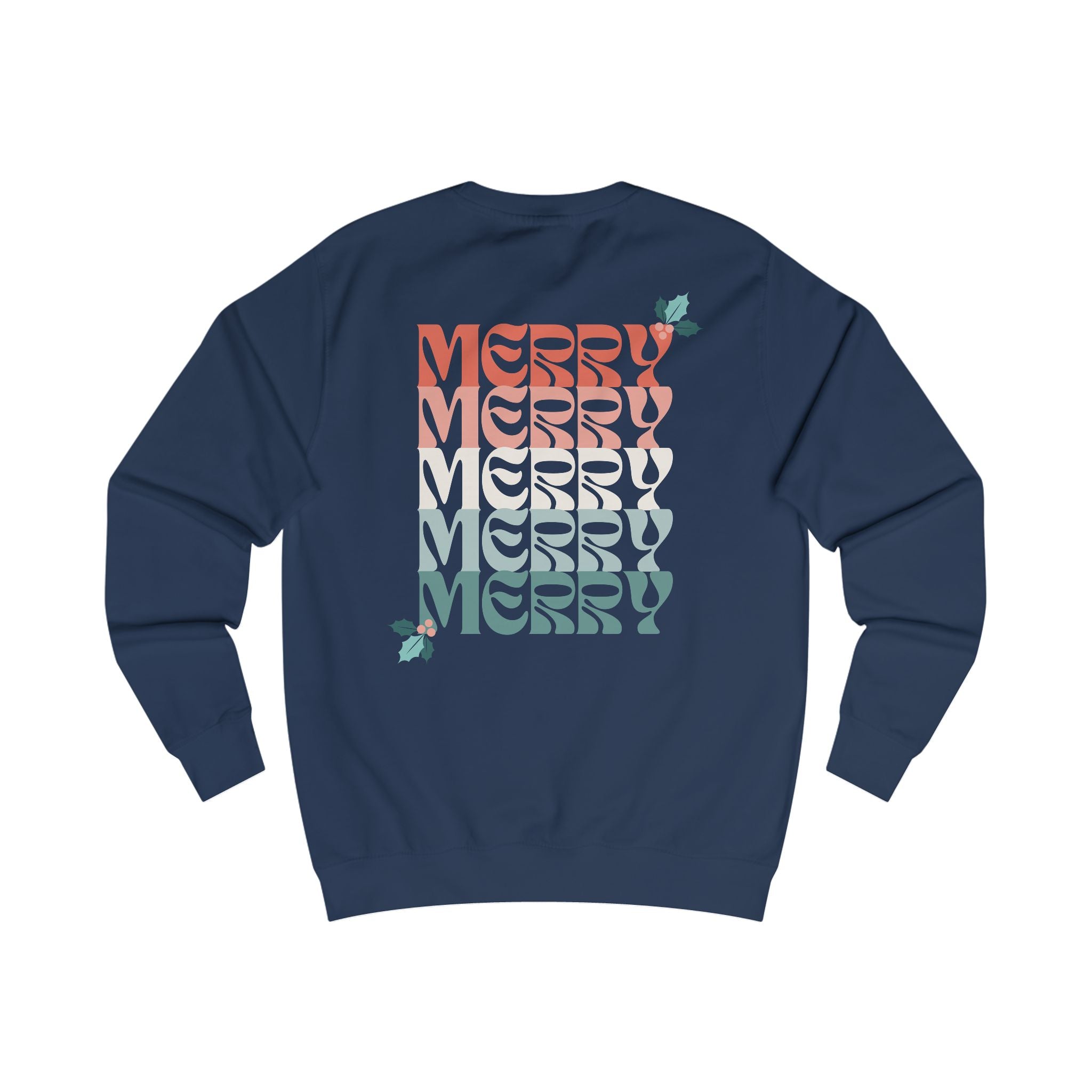 Retro Merry Christmas Holiday Holly Sweatshirt
