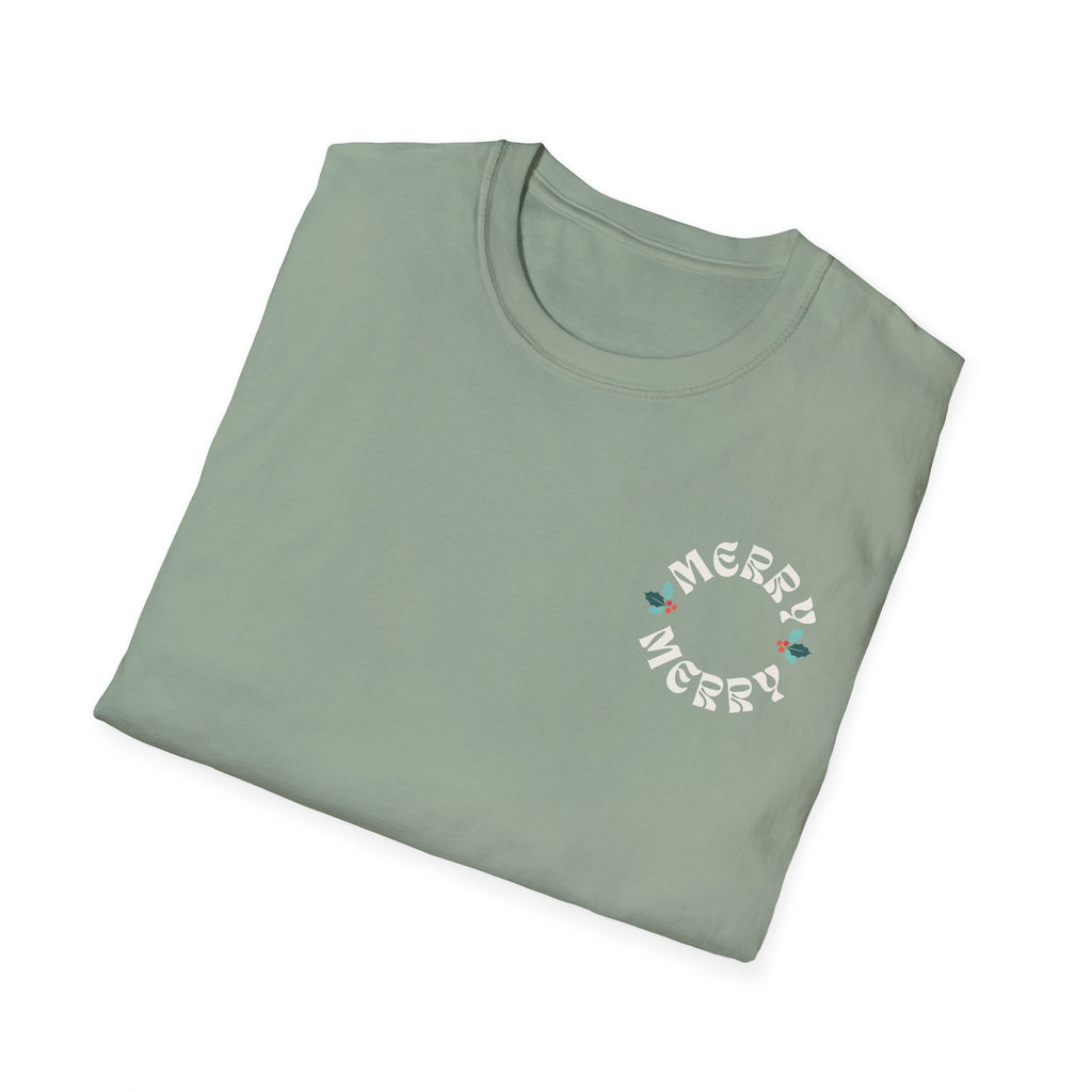 Retro Merry Christmas Holiday Holly T-Shirt