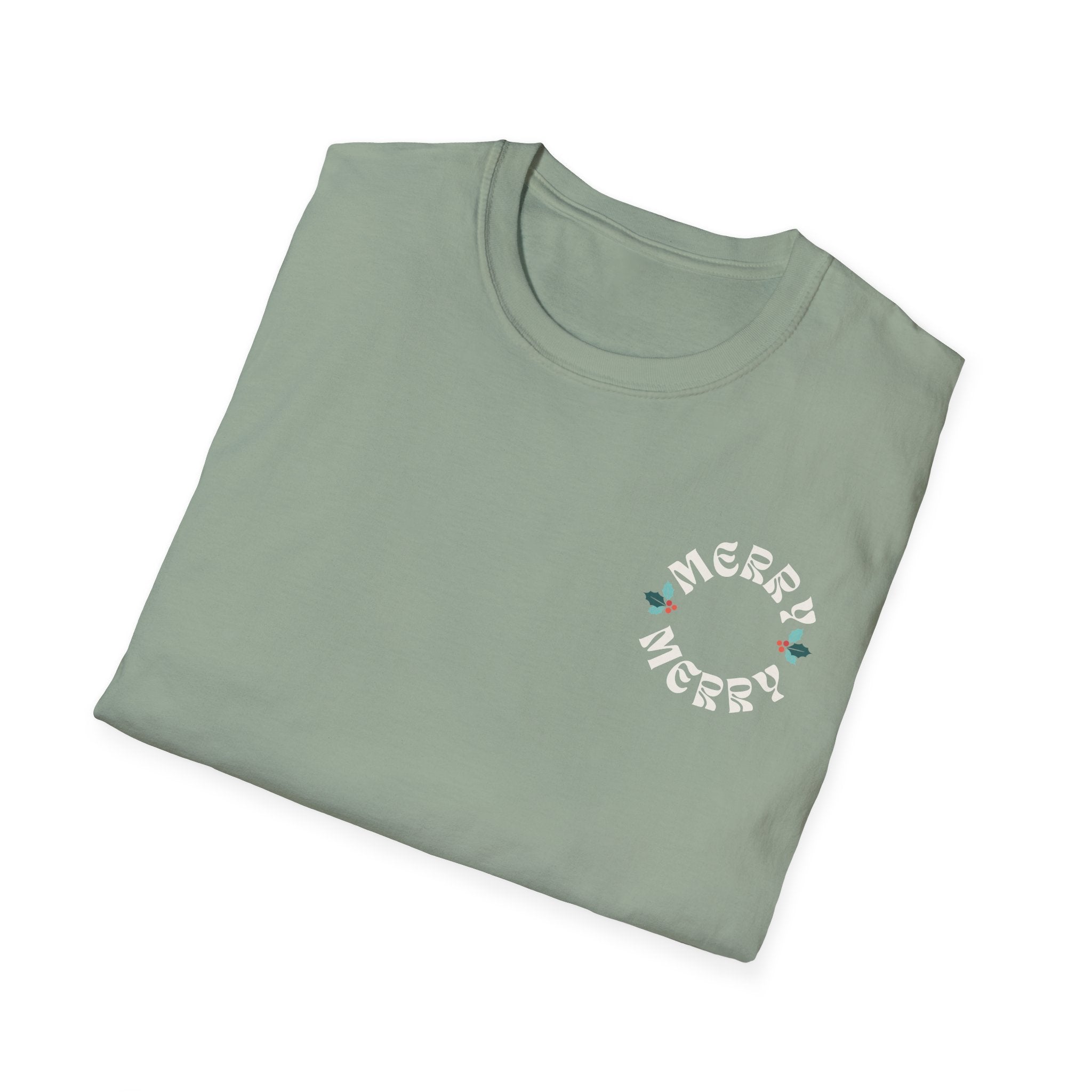 Retro Merry Christmas Holiday Holly T-Shirt