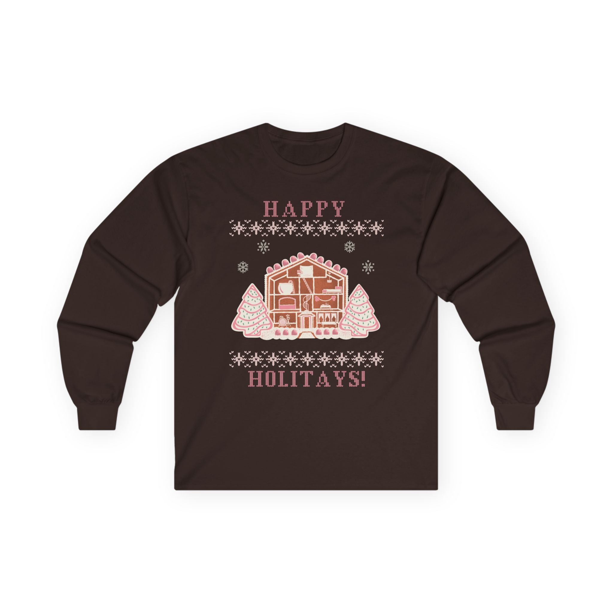 Happy Holitays Lover Gingerbread House Christmas Long Sleeve Tee