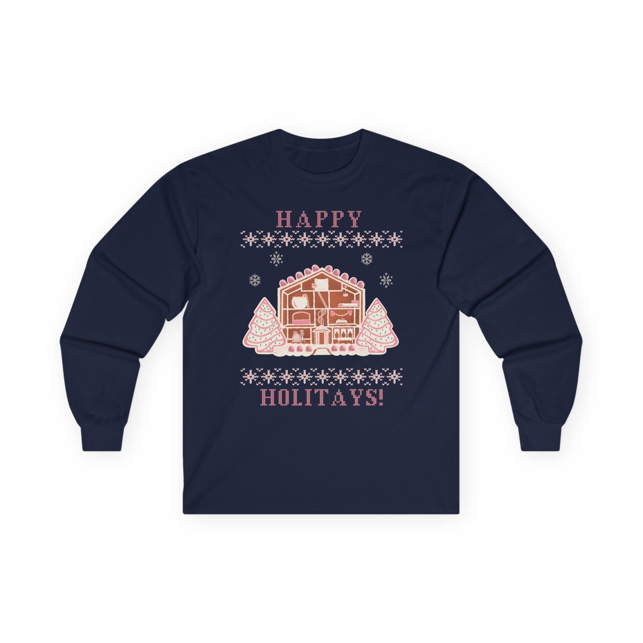 Happy Holitays Lover Gingerbread House Christmas Long Sleeve Tee
