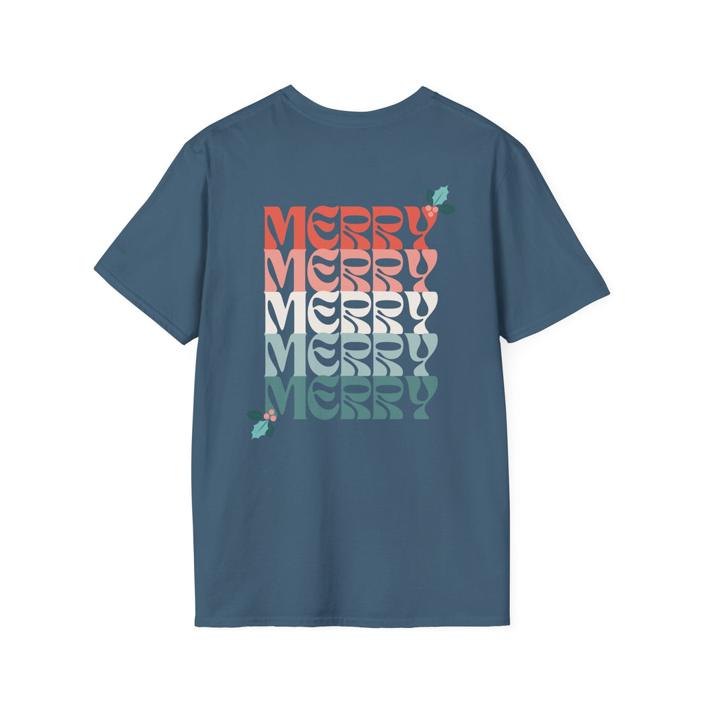 Retro Merry Christmas Holiday Holly T-Shirt