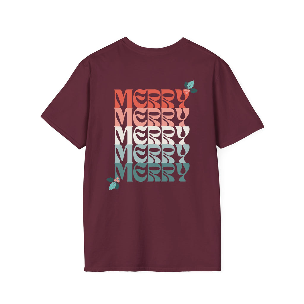Retro Merry Christmas Holiday Holly T-Shirt