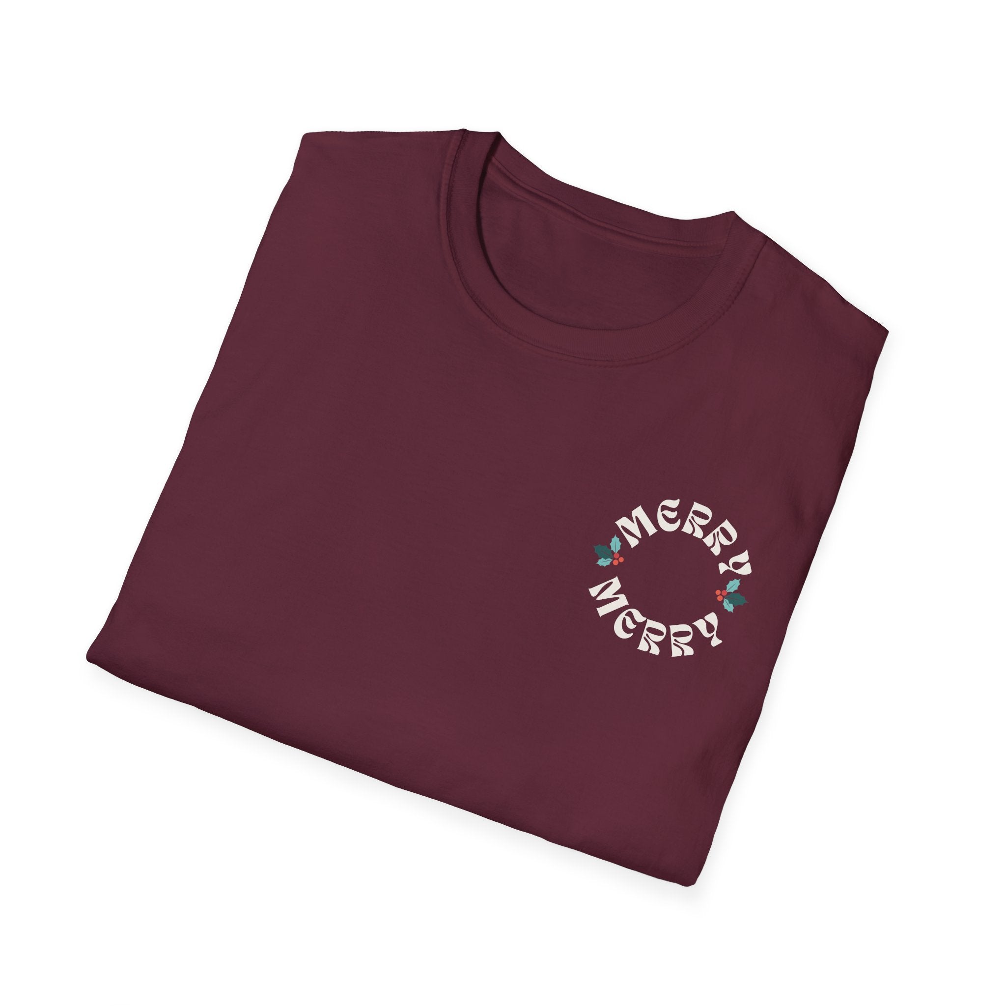 Retro Merry Christmas Holiday Holly T-Shirt