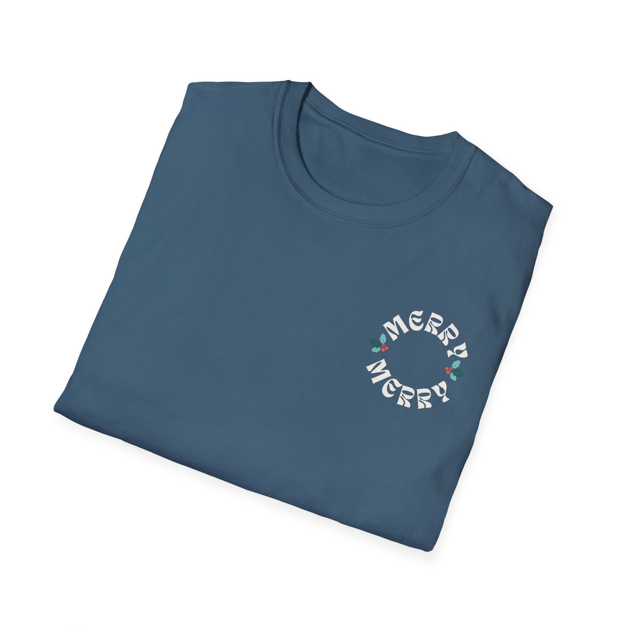Retro Merry Christmas Holiday Holly T-Shirt
