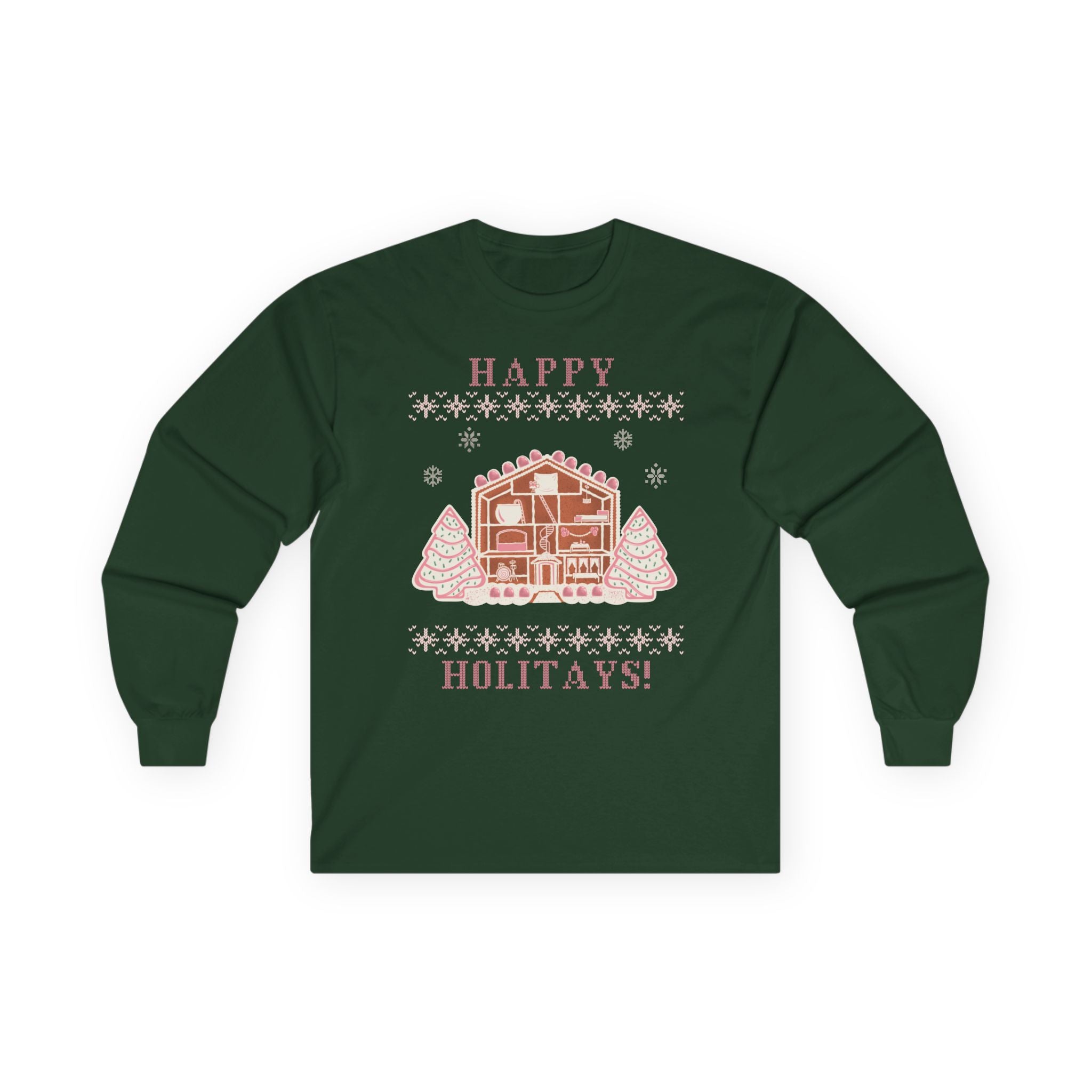 Happy Holitays Lover Gingerbread House Christmas Long Sleeve Tee
