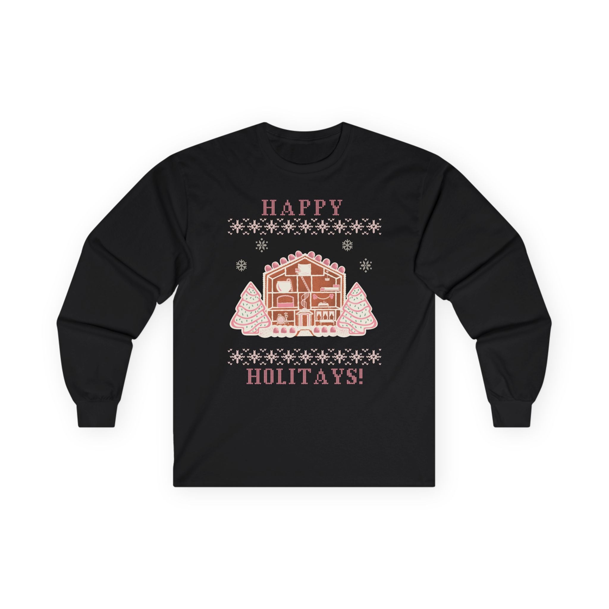Happy Holitays Lover Gingerbread House Christmas Long Sleeve Tee