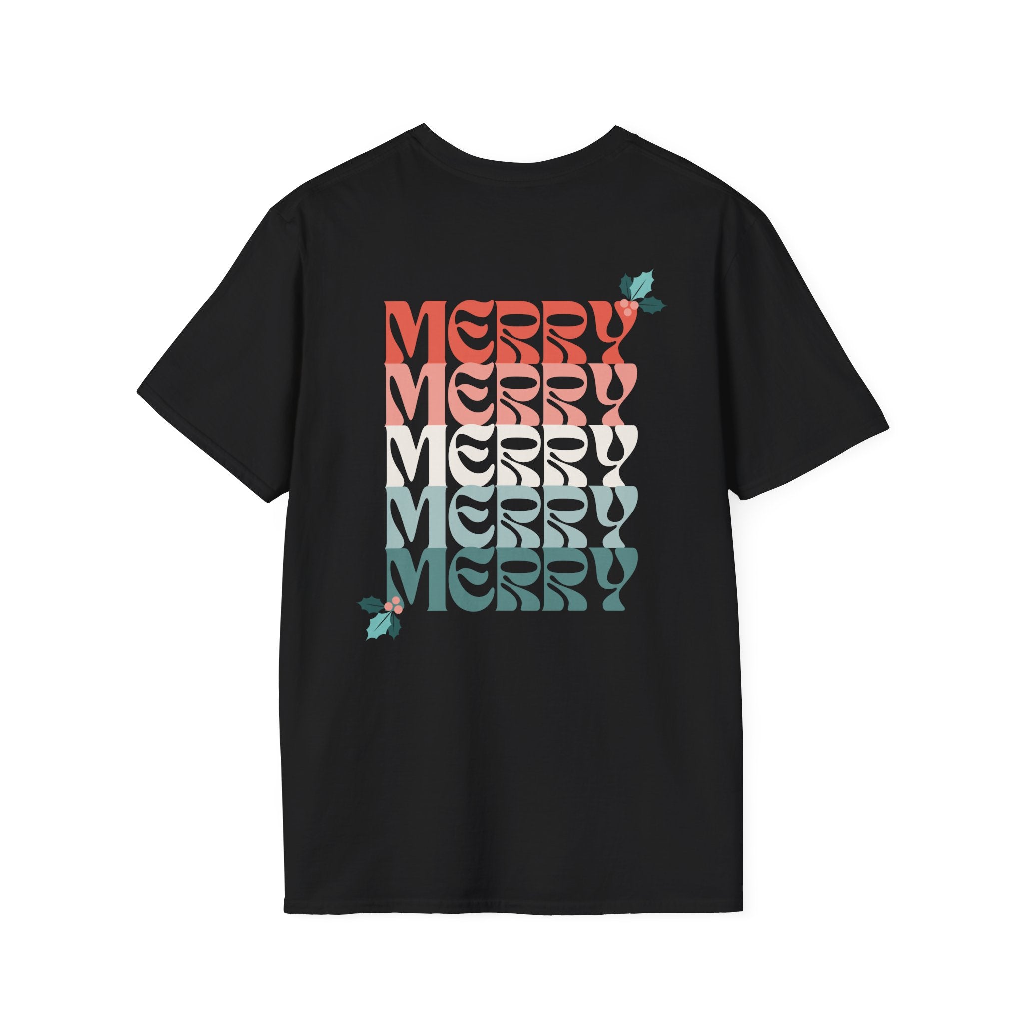 Retro Merry Christmas Holiday Holly T-Shirt