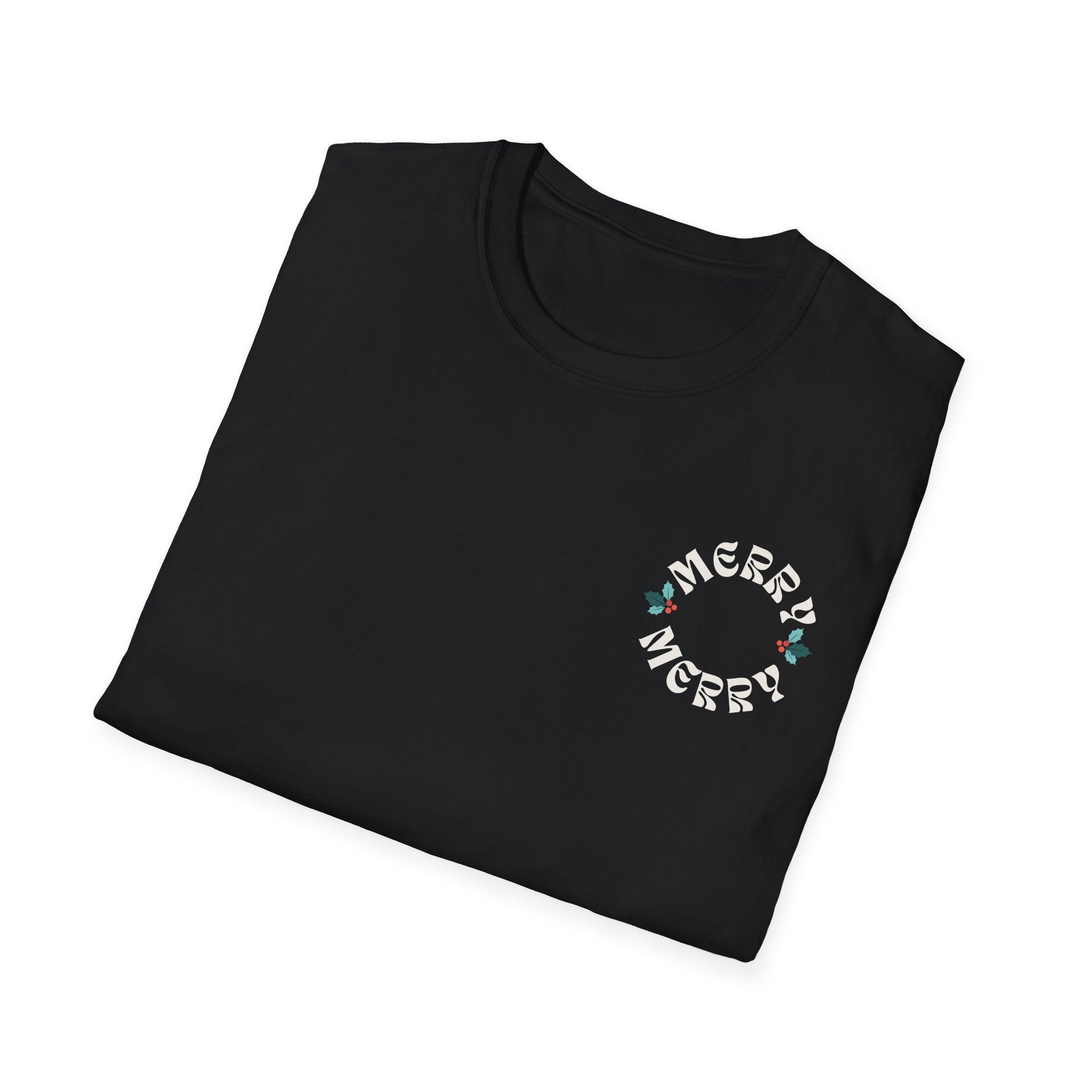 Retro Merry Christmas Holiday Holly T-Shirt