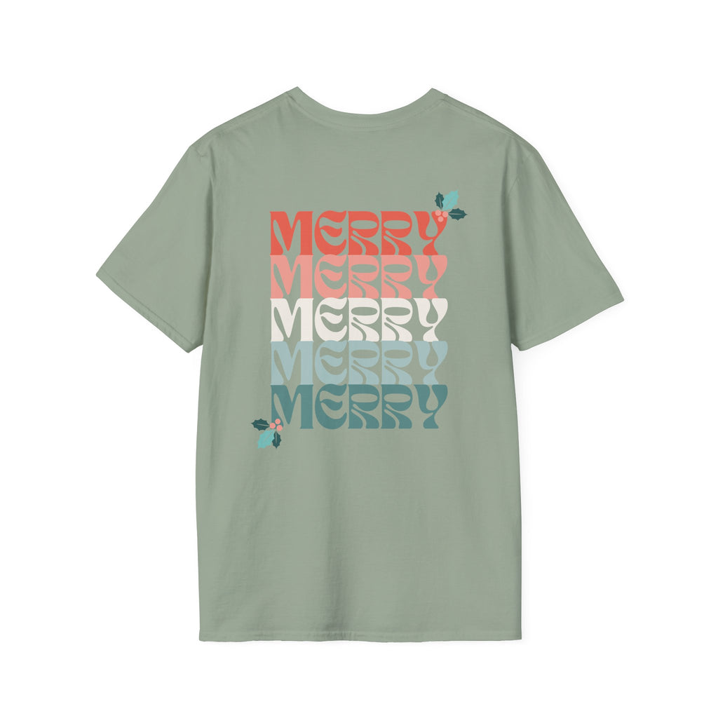 Retro Merry Christmas Holiday Holly T-Shirt