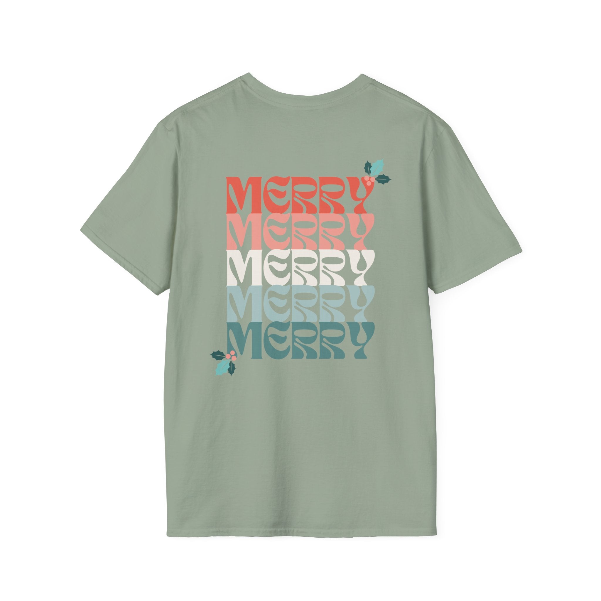 Retro Merry Christmas Holiday Holly T-Shirt