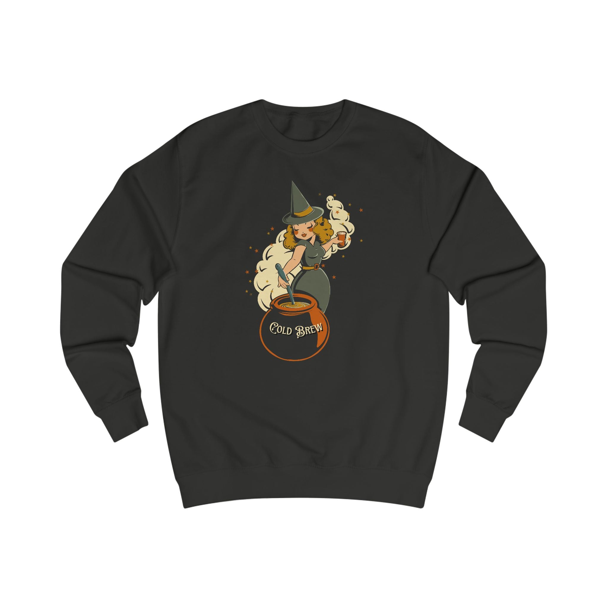 Cold Brew Coffee Retro Vintage Halloween Witch Sweatshirt